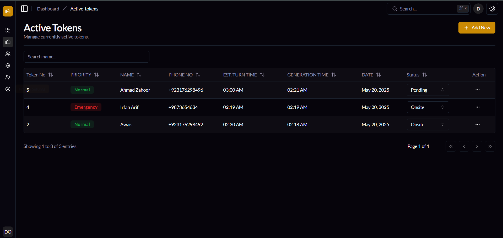 Active Tokens